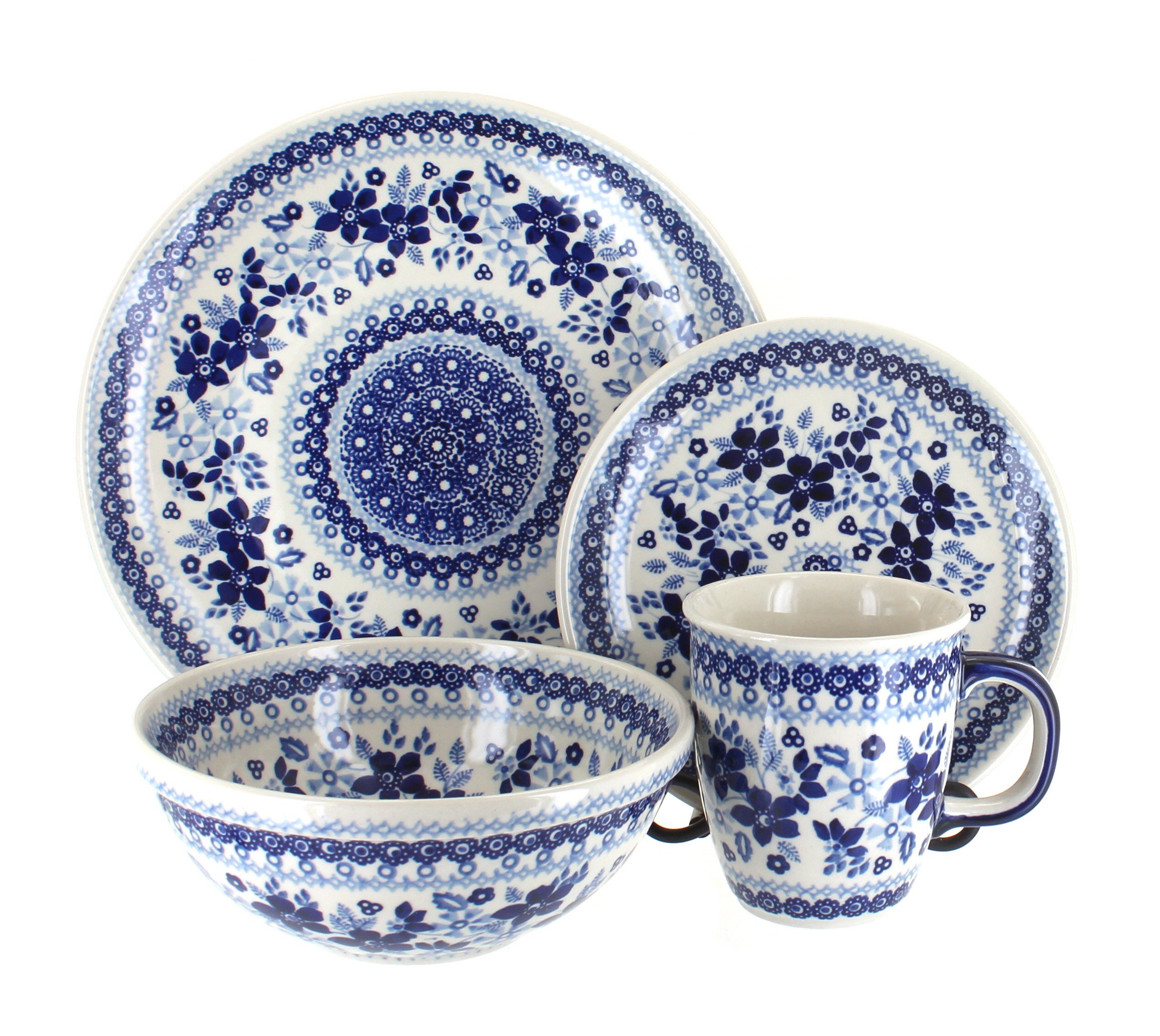 Amazon.com | Blue Rose Polish Pottery - Vintage Blue Daisy 16